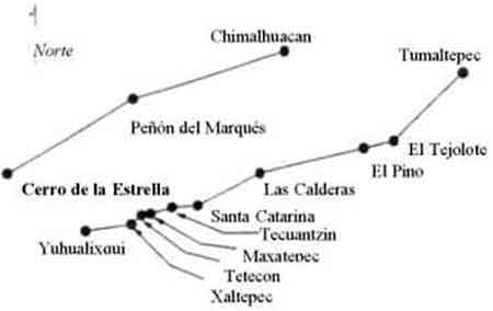Extracto del mapa técnico de la Comisión Hidrológica de la Cuenca de México