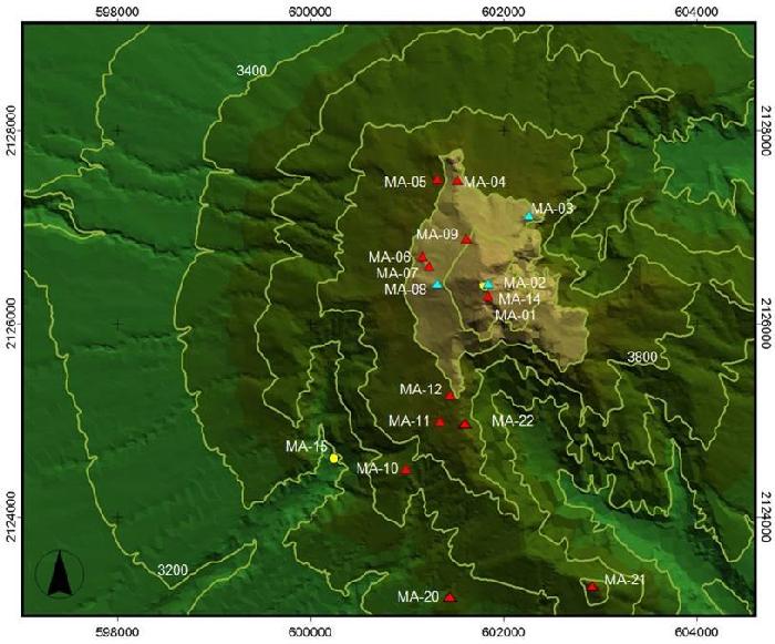 Distribución de los sitios arqueológicos de La Matlalcueye (Montero, 2009).