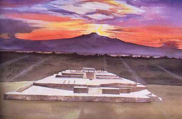 La Malinche alineada a la salida del Sol desde el sitio arqueológico Xochitecatl