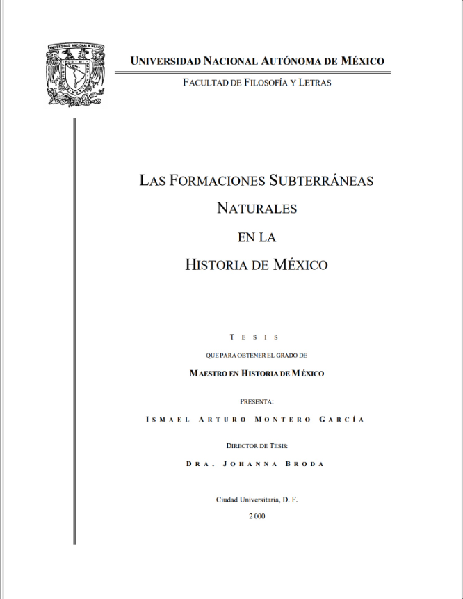 Las Formaciones Subterráneas Naturales en la Historia de México
