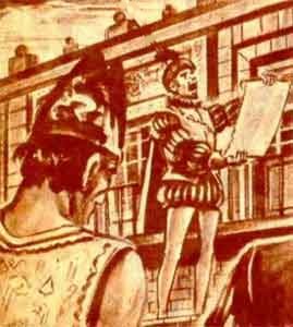 Pregonero anunciando sentencia, Nueva España, siglo XVII.